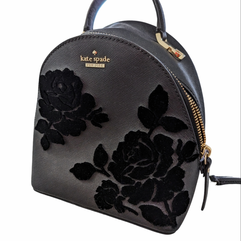 LIKE NEW ⭐ Kate Spade Floral Velvet Mini Purse Backpack
